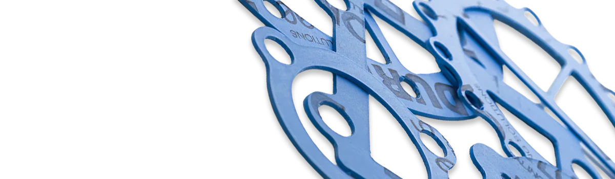Blue brake rotor on a white background